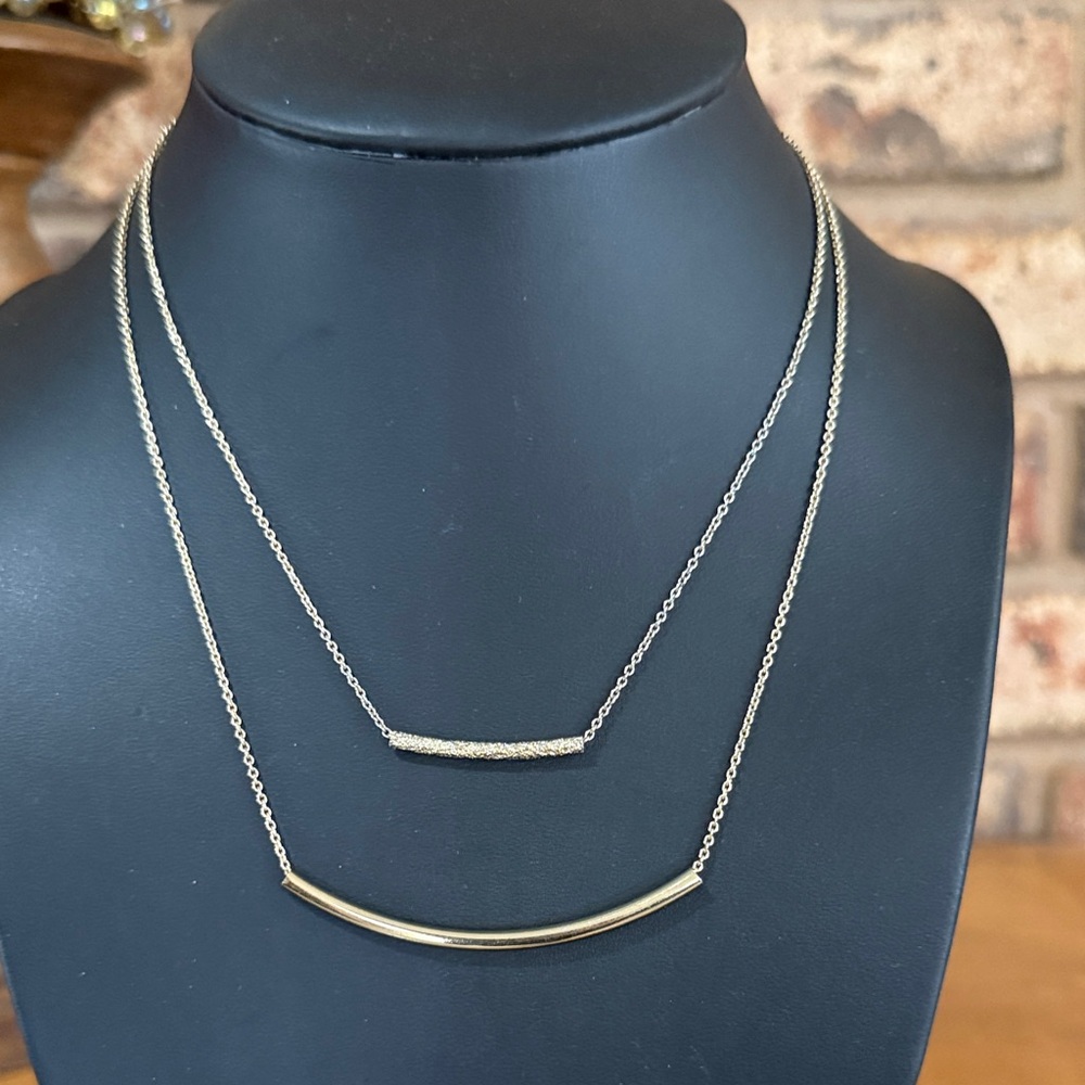 The Limited Gold Tone Double Strand Bar Neckkace